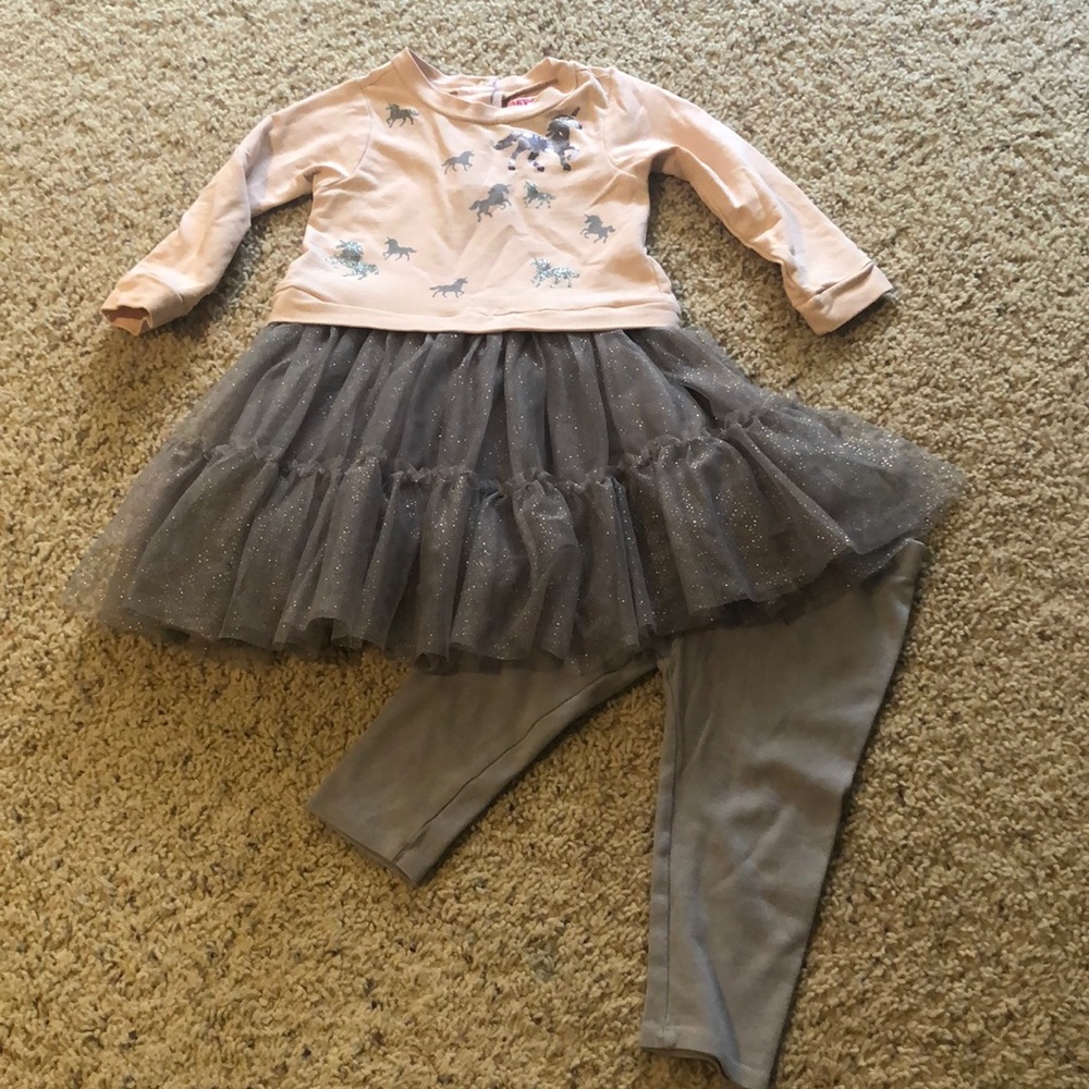 Limited Too Unicorn Sweatshirt Dress w/leggings